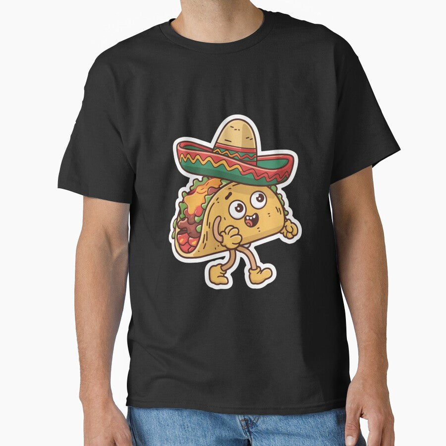 Cheerful Taco with Sombrero Cartoon by yasarstore