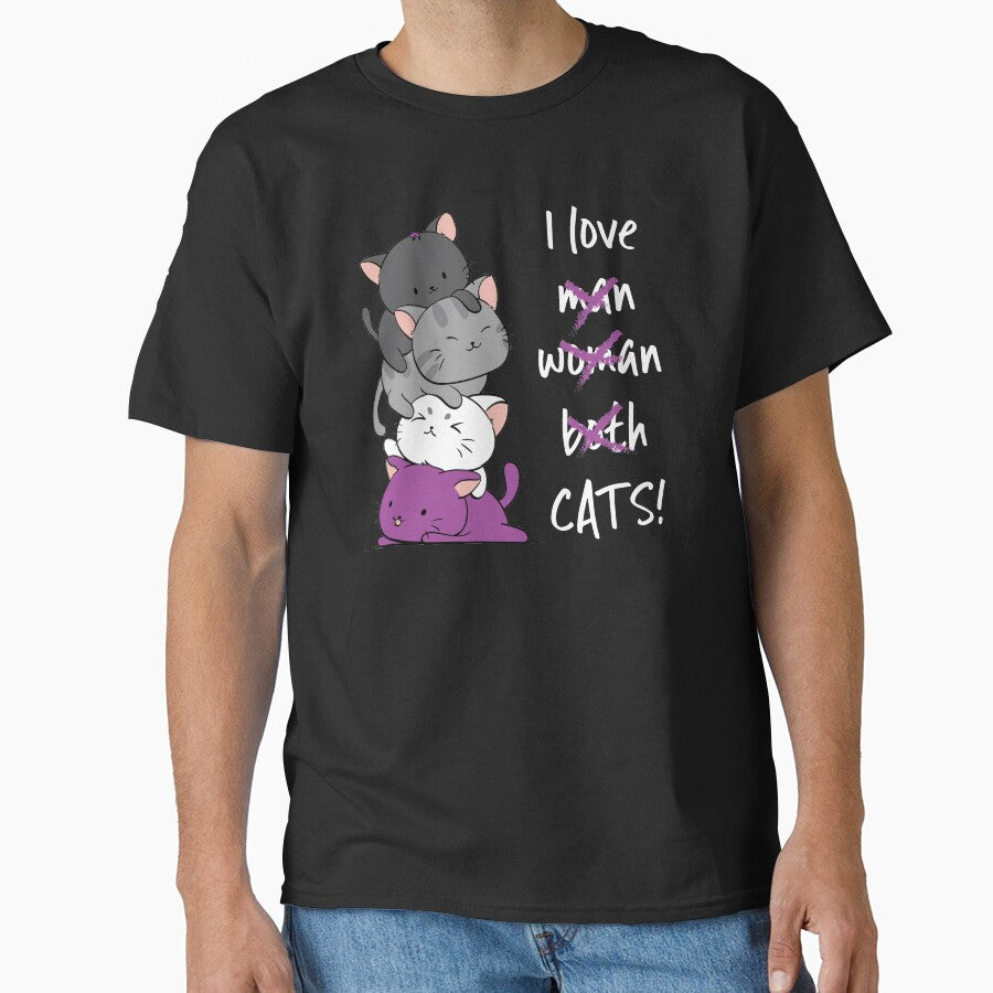 Kawaii Catpile with Text - LGBTQ Asexual Pride for Ace by Irene Koh