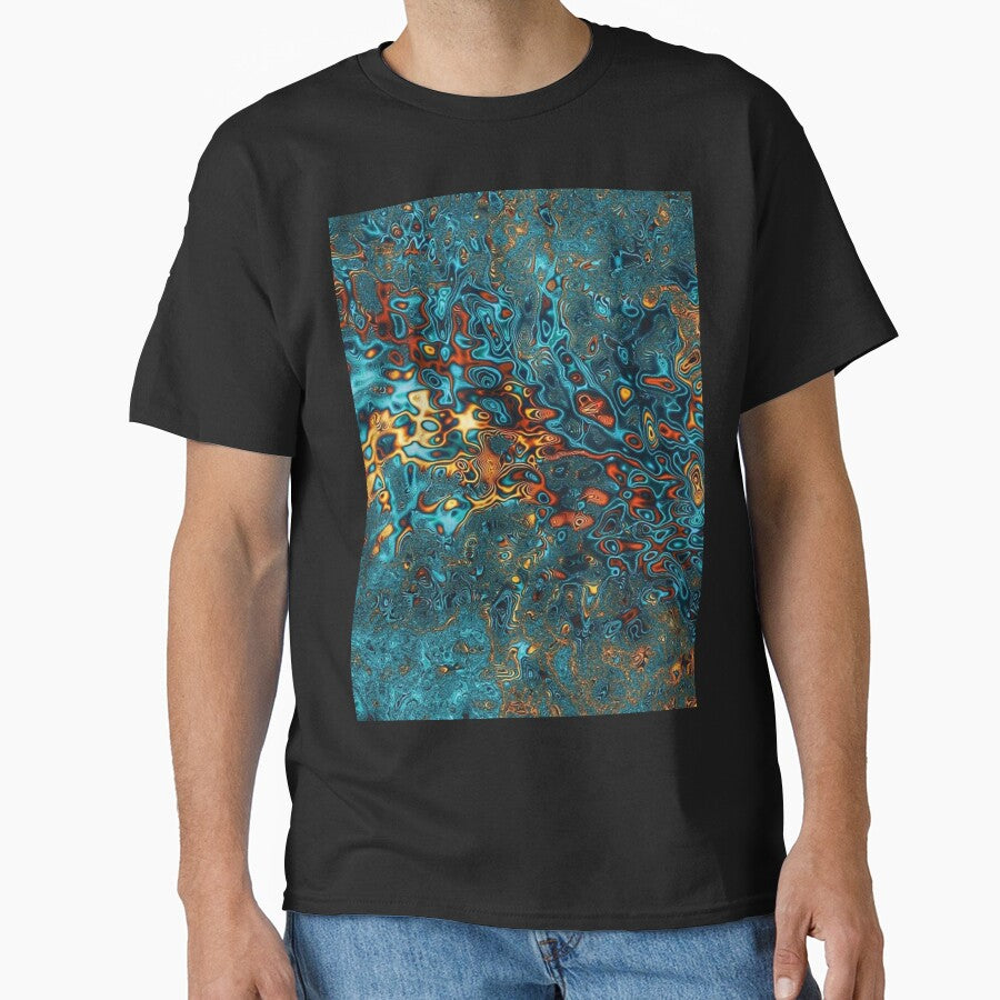 Abstract Teal & Gold Psychedelic Fractal Galaxy by SXW Designs