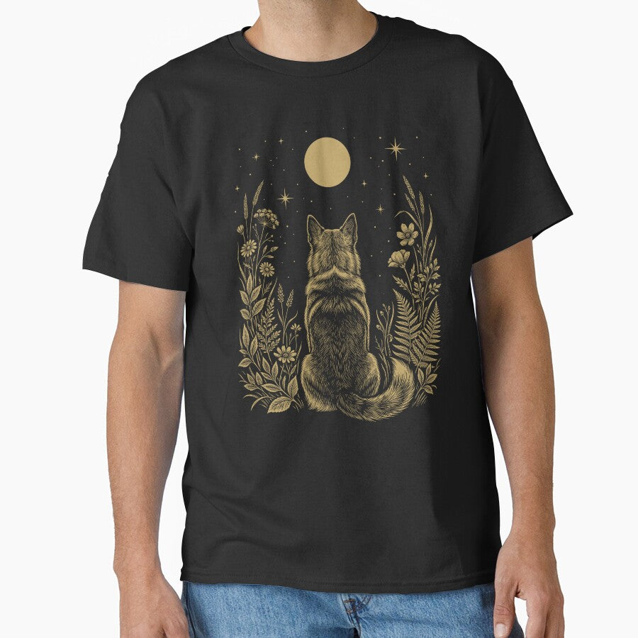 Swedish Vallhund Moon Night Flower Minimalist Boho Dog Lover by DoodleTortle