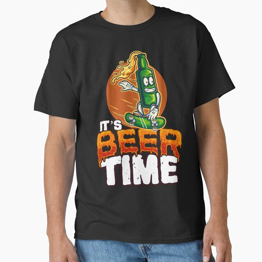 Its Beer Time - Skateboarding Bottle of Beer - Funny Bar by BeerTeesAndMore