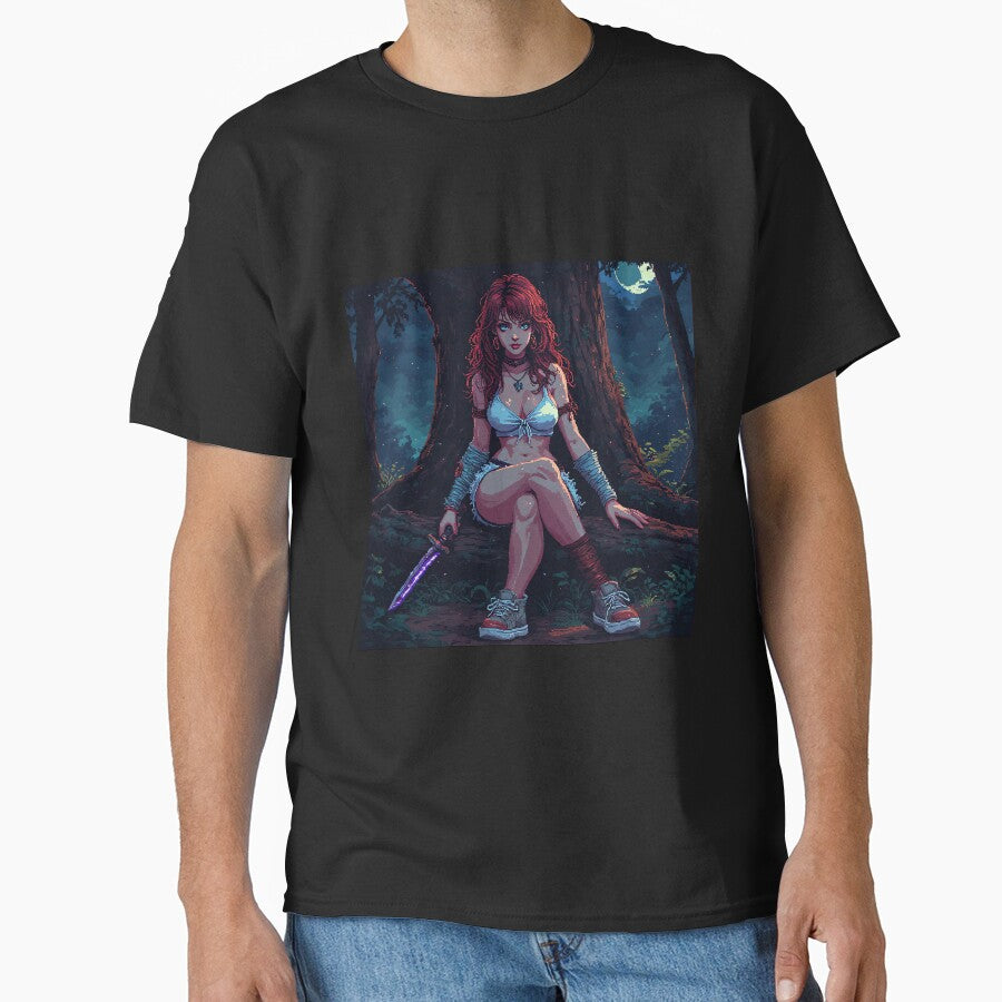 Retro Sexy Looking Girl In Forest Holding A Knive ( Dagger ) Red Hair by jimcaza