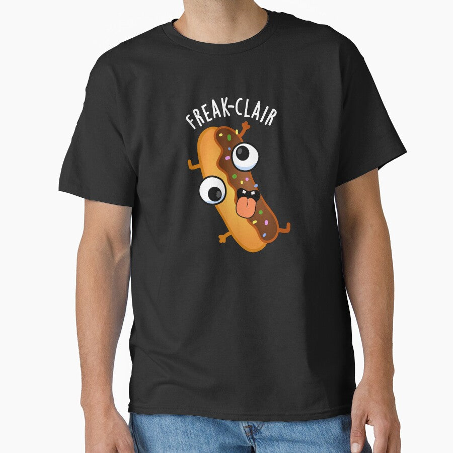 Freak-clair Funny Eclair Pun (Dark BG) by punnybone