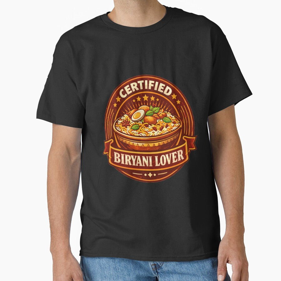 Certified Biryani Lover | Vintage Badge Indian Food Design | Funny Biryani Lover Gift Idea by Globalcitytees