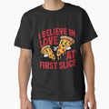 Funny Pizza T-Shirt ‘I Believe in Love at First Slice’ – Cute Food Pun Graphic Tee for Pizza Fans & Food Lovers by DineshArtShop