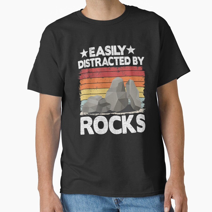 Easily Distracted By Rocks Collector Mineral Retro Geologist by Stronzi