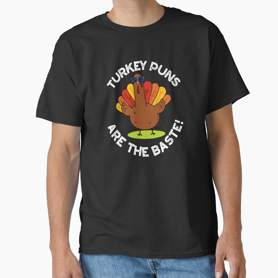 Turkey Puns Are The Baste Funny Food Pun (Dark BG) by punnybone