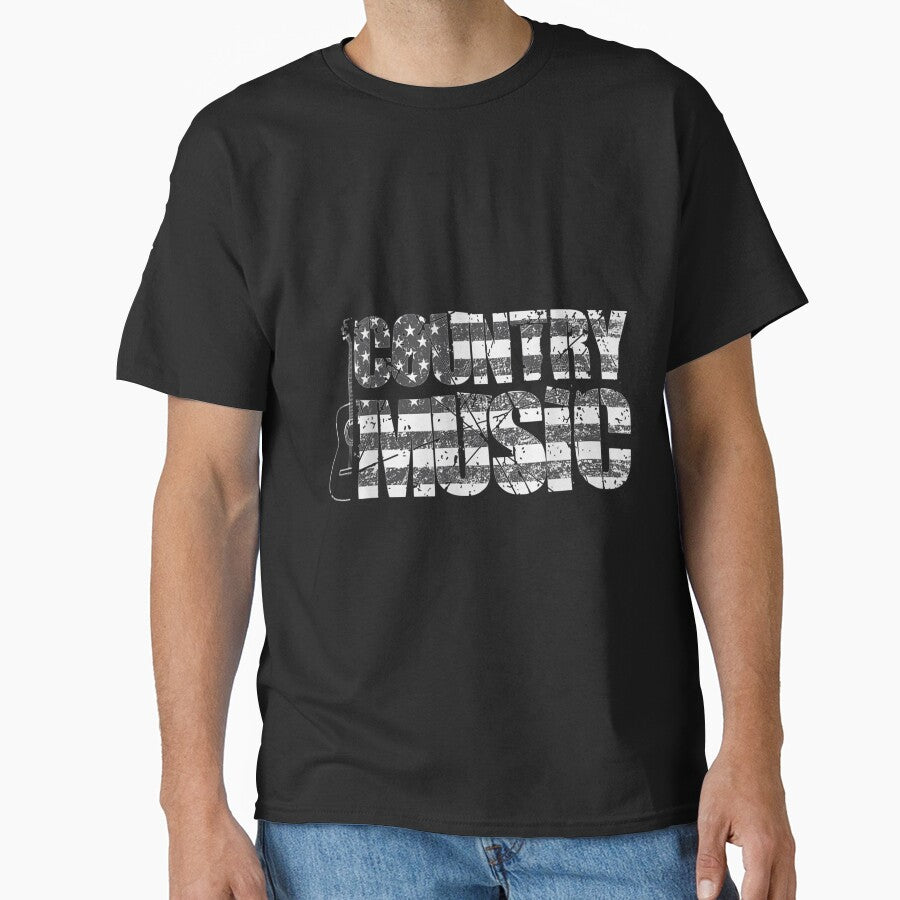 Country Music Retro Vintage Guitar American Flag by shirleyfinley