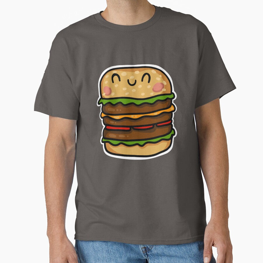 Triple cheese burger cute kawaii fast food - stickers and clothing by sianelliot