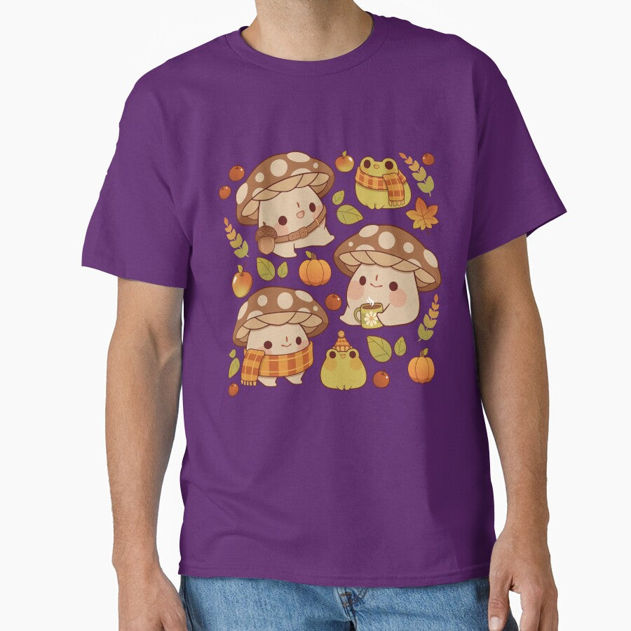 Cute mushroom and froggie fall - creme by Rihnlin