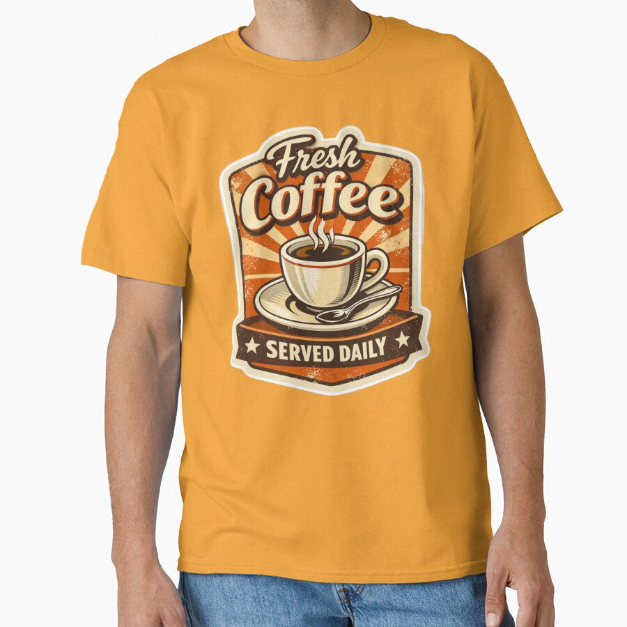 Fresh Coffee Served Daily - Vintage Coffee Morning Mug Design by FluffiPopo