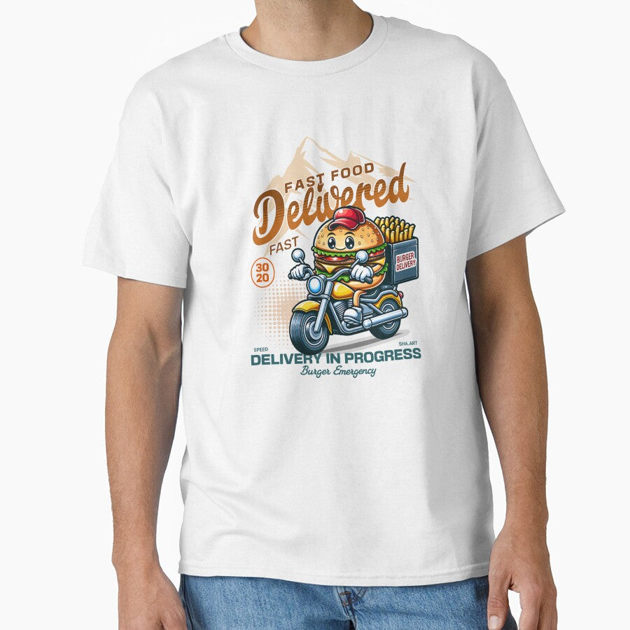 cute burger delivery with motorcycle by ShawishArt