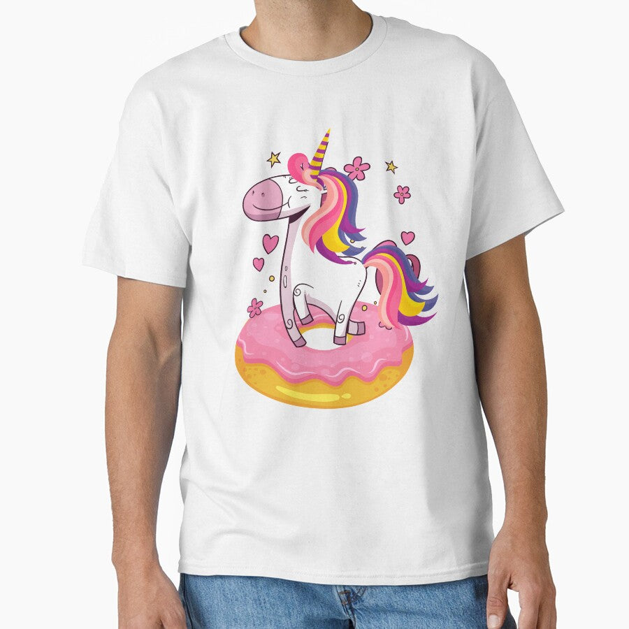 Rainbown Pastel Colors Unicorn Donut T-Shirt Funny Gift by chihai
