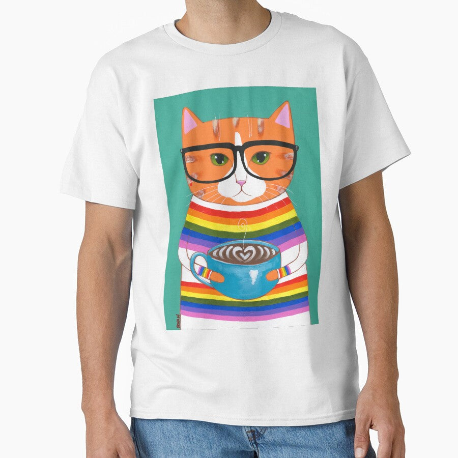 Ginger Rainbow Coffee Cat by KilkennyCat Art