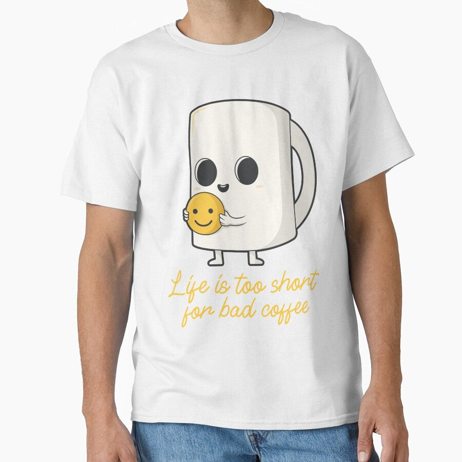 Life Is Too Short for Bad Coffee - Cute Coffee Mug Smiley Design by 5lav