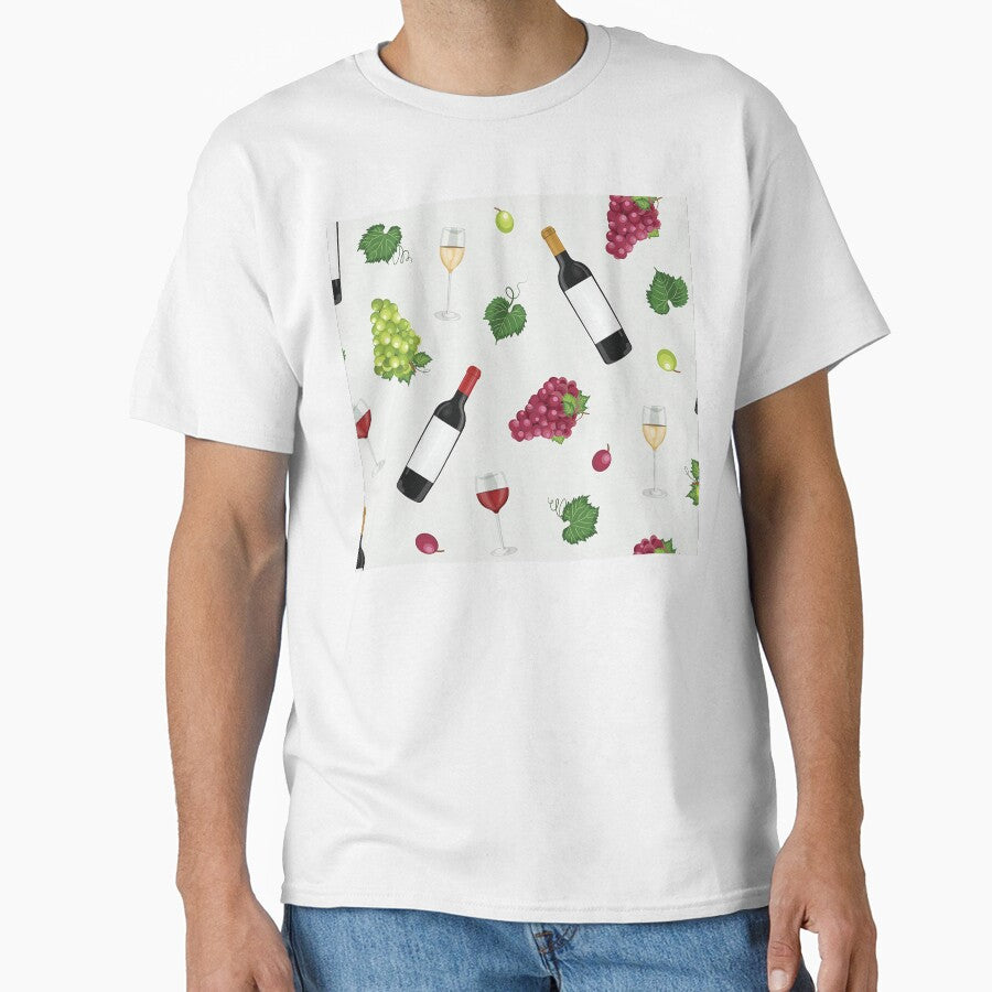 rape bunch seamless pattern with red, white wine glasses and bottles on gray by Huynhdesign