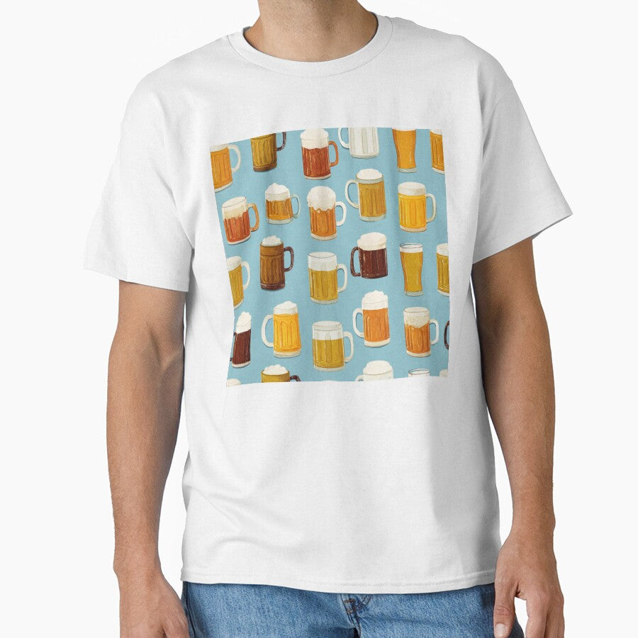 Retro Beer Mugs Pattern Craft Beer Lover Design by NicolasGlowArt
