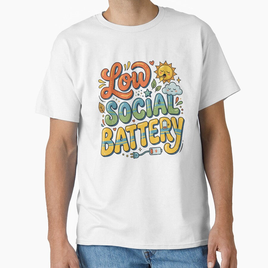 Low Social Battery Funny Introvert Graphic – Cute Retro Mental Energy Design by TheStephanieRome