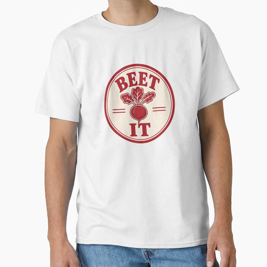 Beet It Funny Food Pun Badge by EastEndTownie