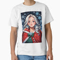 Christmas Anime Girl with Snowflake Earrings by ByteyCreatives