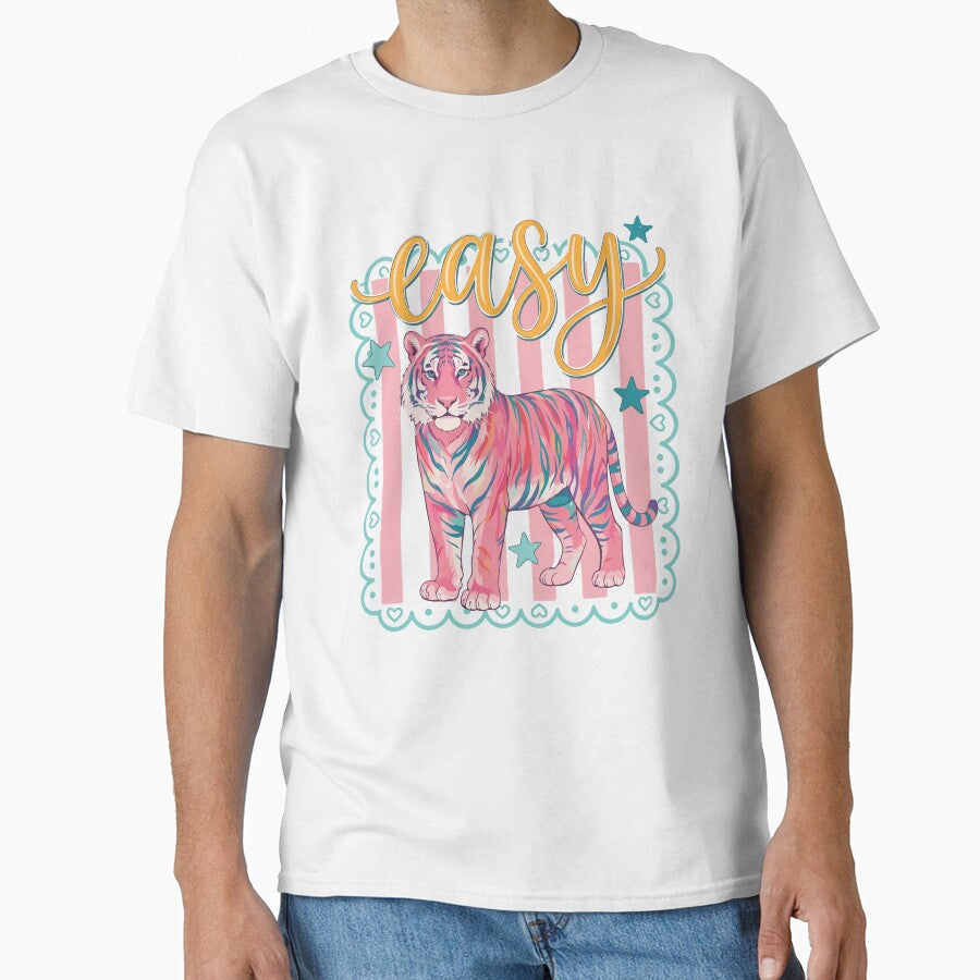 Easy Tiger Coquette Preppy Aesthetic Pink Tiger Cute Trendy Gift by kiralynstration