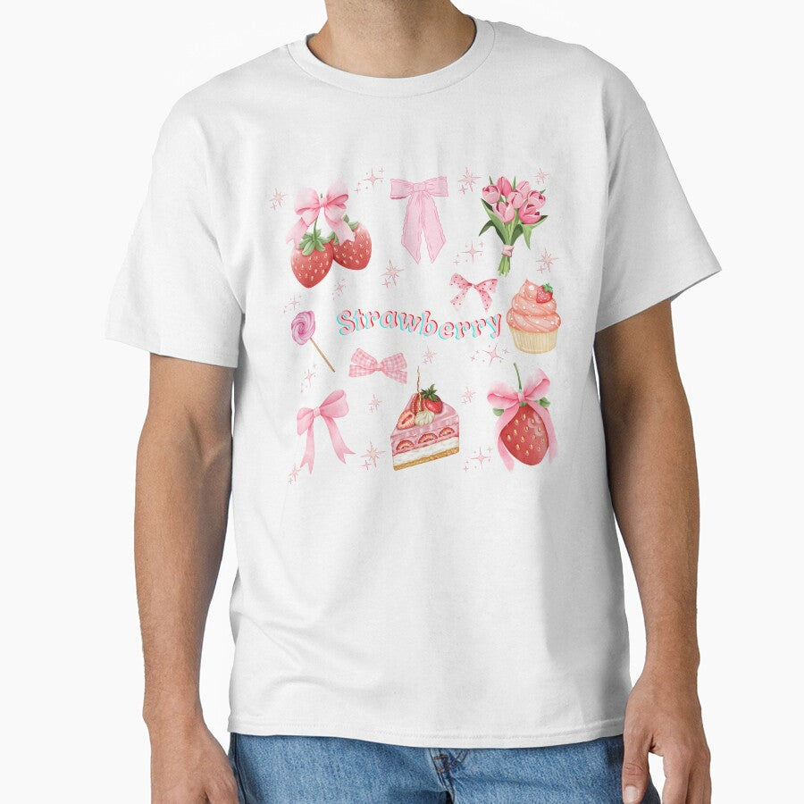 Strawberry Ribbon Coquette bow pattern, Pink Aesthetic Pattern , coquette aesthetic pattern, by Lam Assia