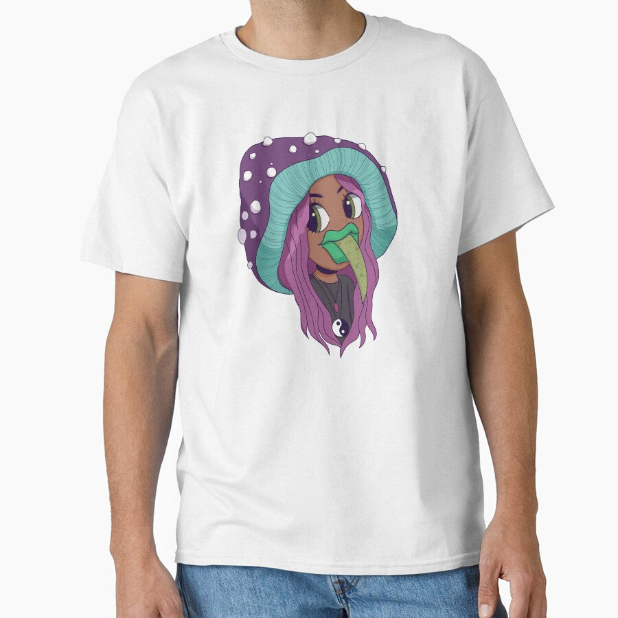 Hippie Mushroom Girl with Yin Yang Necklace by SeaMushrooms