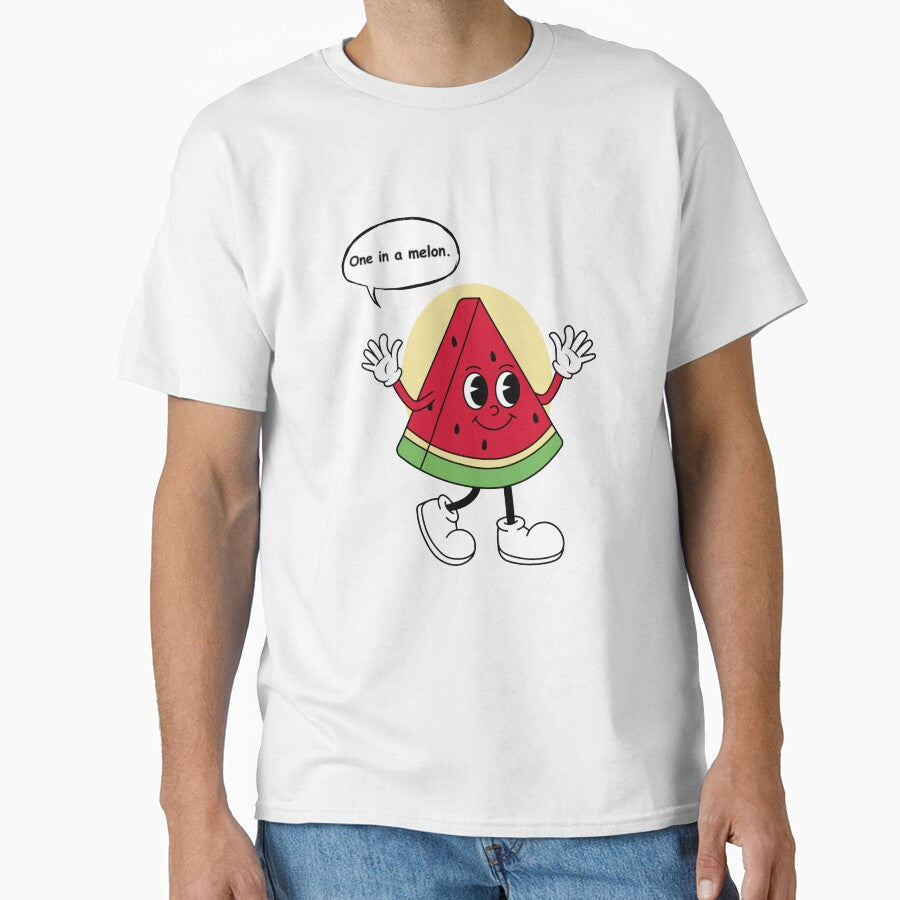One in a Melon Funny Watermelon Pun – Cute Cartoon Fruit Sticker by RositaArtStudio