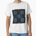 Flower patterns sky blue on black by Chaoticzarts