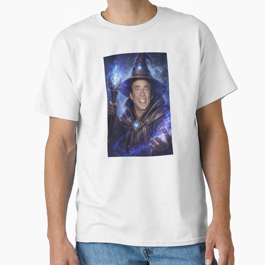 Nicolas Mage Fantasy Wizard Parody Nicolas Cage DnD Funny Wizard Meme by MaxLevelMerch