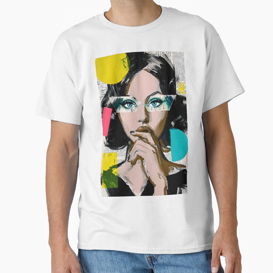 Explore Modern Expression with a Thoughtful Woman Amidst Vibrant Geometric Shapes by OlfactoART Studio