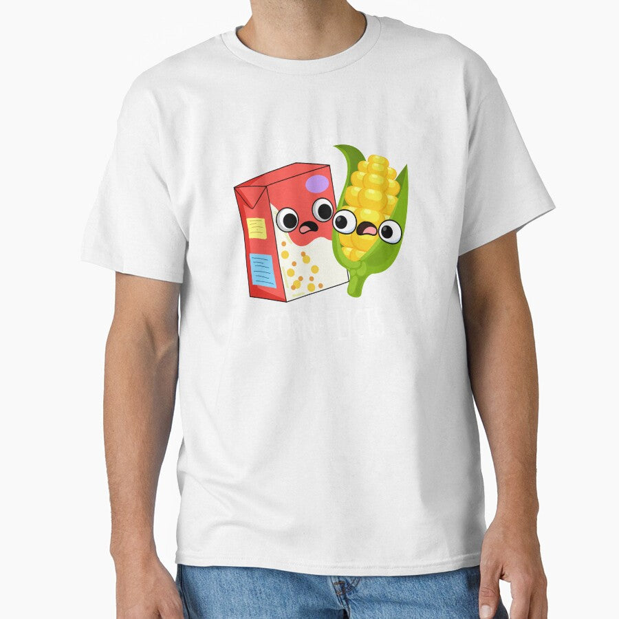 Corn-flict Funny Cornflake Corn Pun (Dark BG) by punnybone