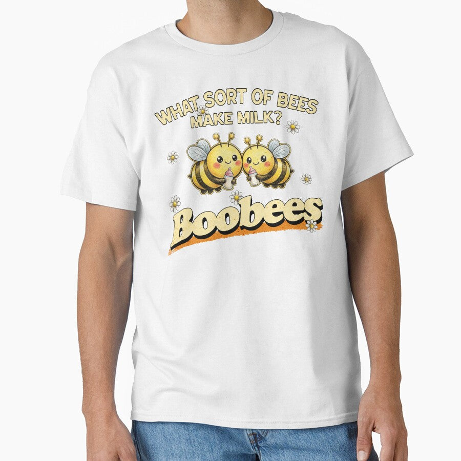 Cute bees What sort of bees make milk? Boobees! Funny vintage bee joke by KHWD