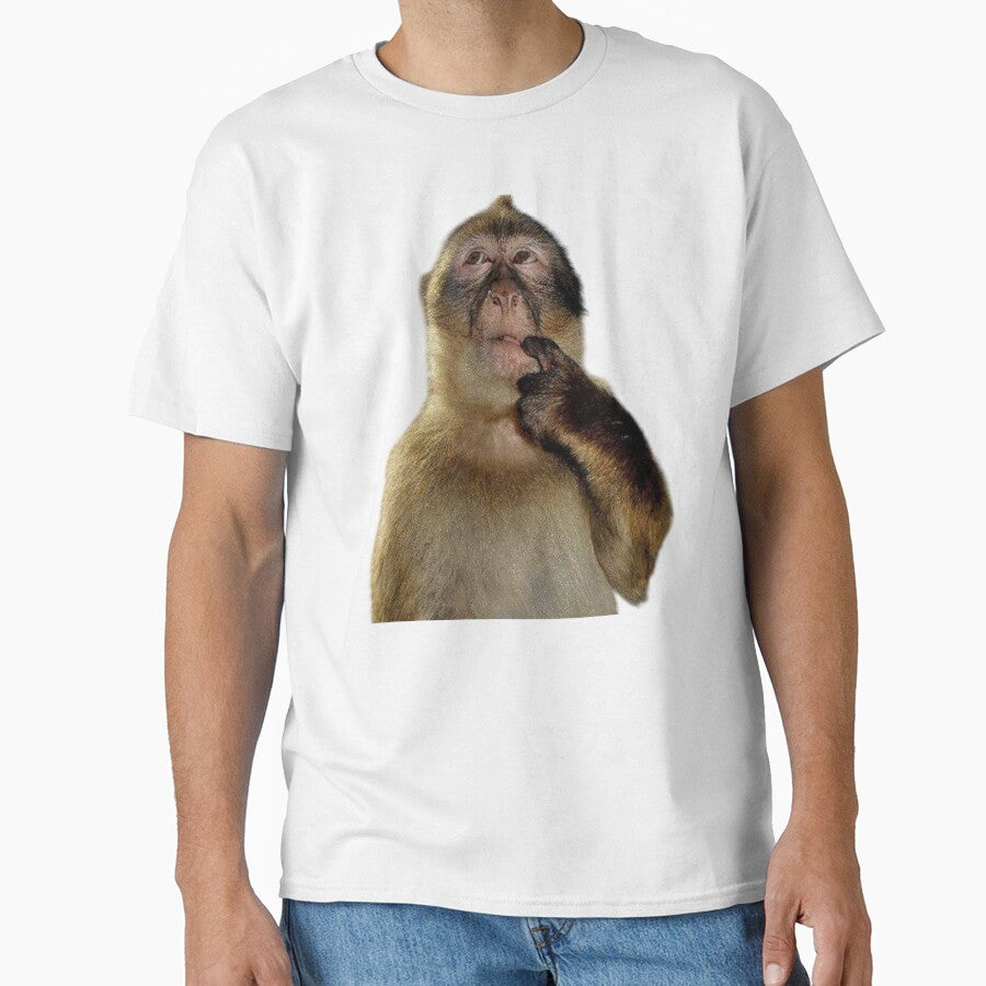 Thinking Monkey Meme Funny Shirt by Benjamstudio