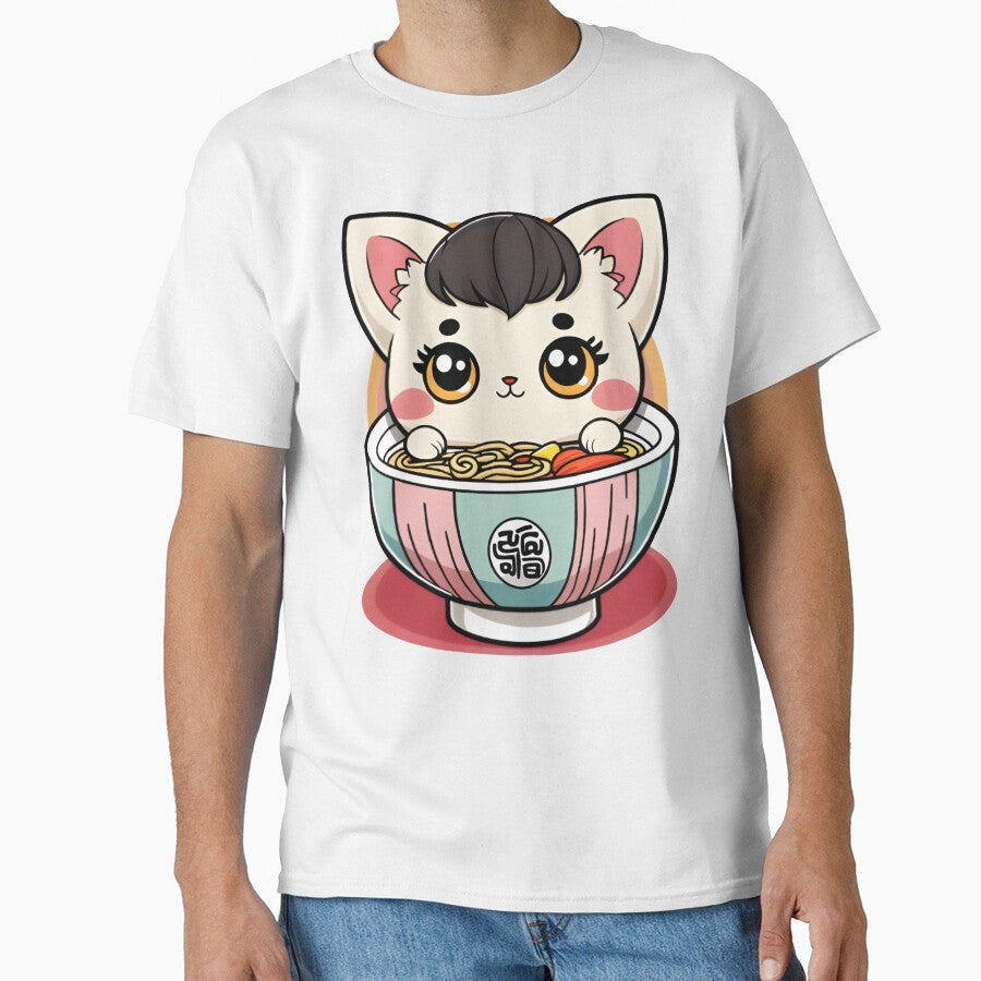 Cute Kawaii Ramen Cat Japanese Ramen Bowl Illustration by Chibloom