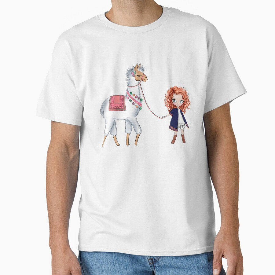 Boho style cute girl with llama girly illustration 3 by Lalanacliparts
