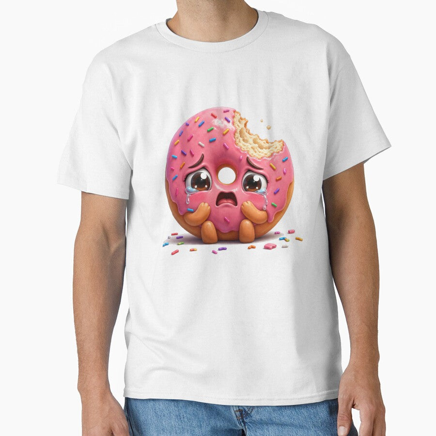 Sad Crying Pink Donut with Sprinkles by jgvisualarts