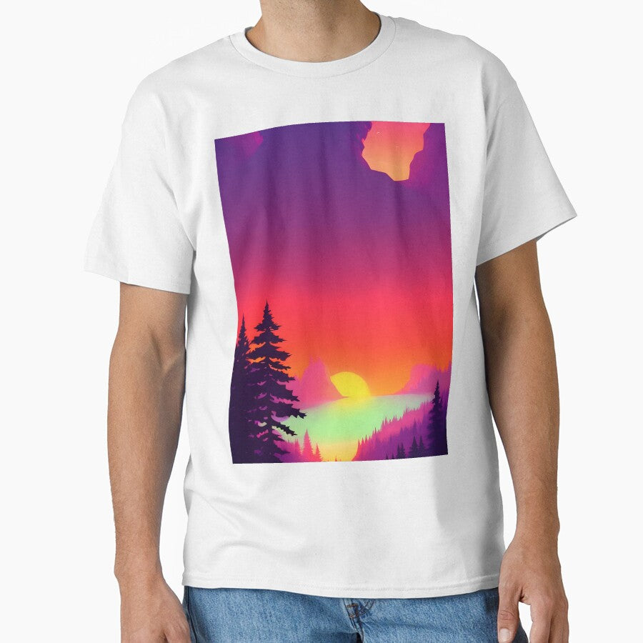 Discover the Elegance and Charm of Our Collection of Minimalist Landscape Mountain View Sunrise Prints by supeart