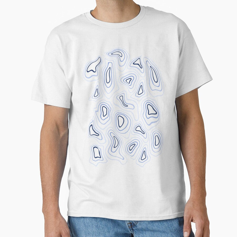 Blue Minimalist Geode Drawing by velvetearth