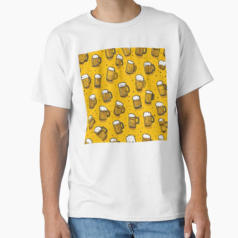 Cartoon Beer Mugs Frothy Ale Drinker Pattern by NicolasGlowArt