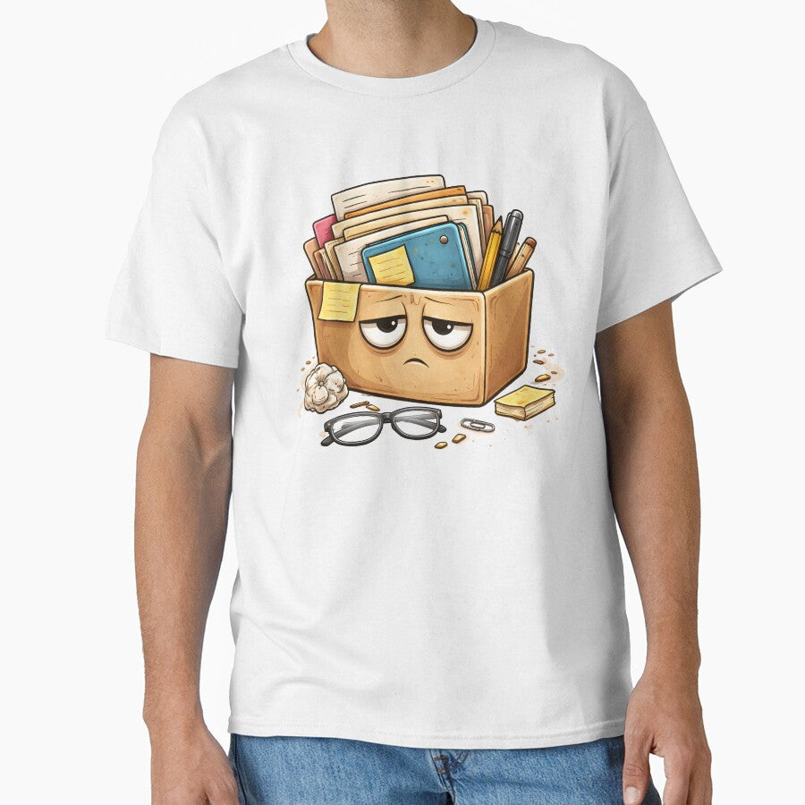 Overwhelmed Office Life – Tired Folder with Papers | Work Stress Humor Design by Hischers Solution