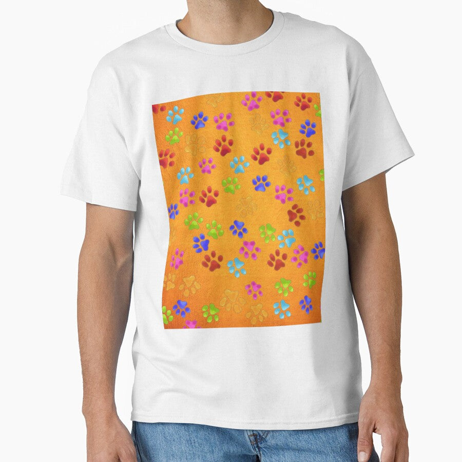 Colorful Paw Prints On Pumpkin Orange by Profitrip