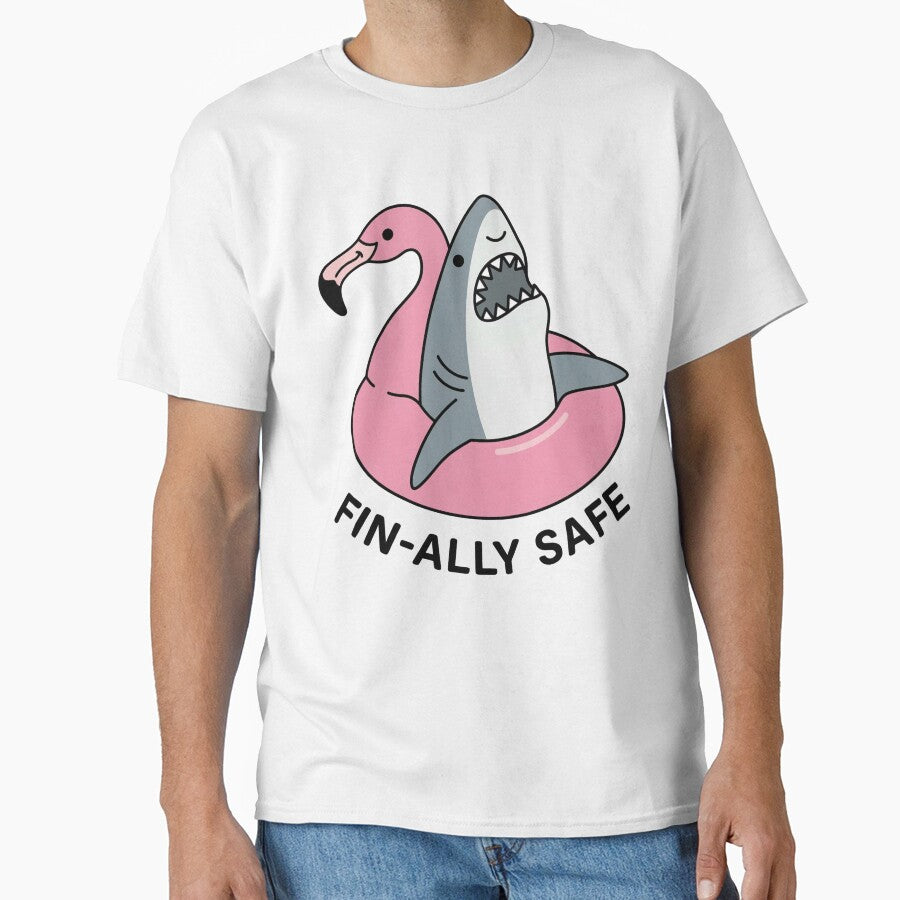Fin-ally Safe – Funny Shark Summer Pun by aiqdelicia