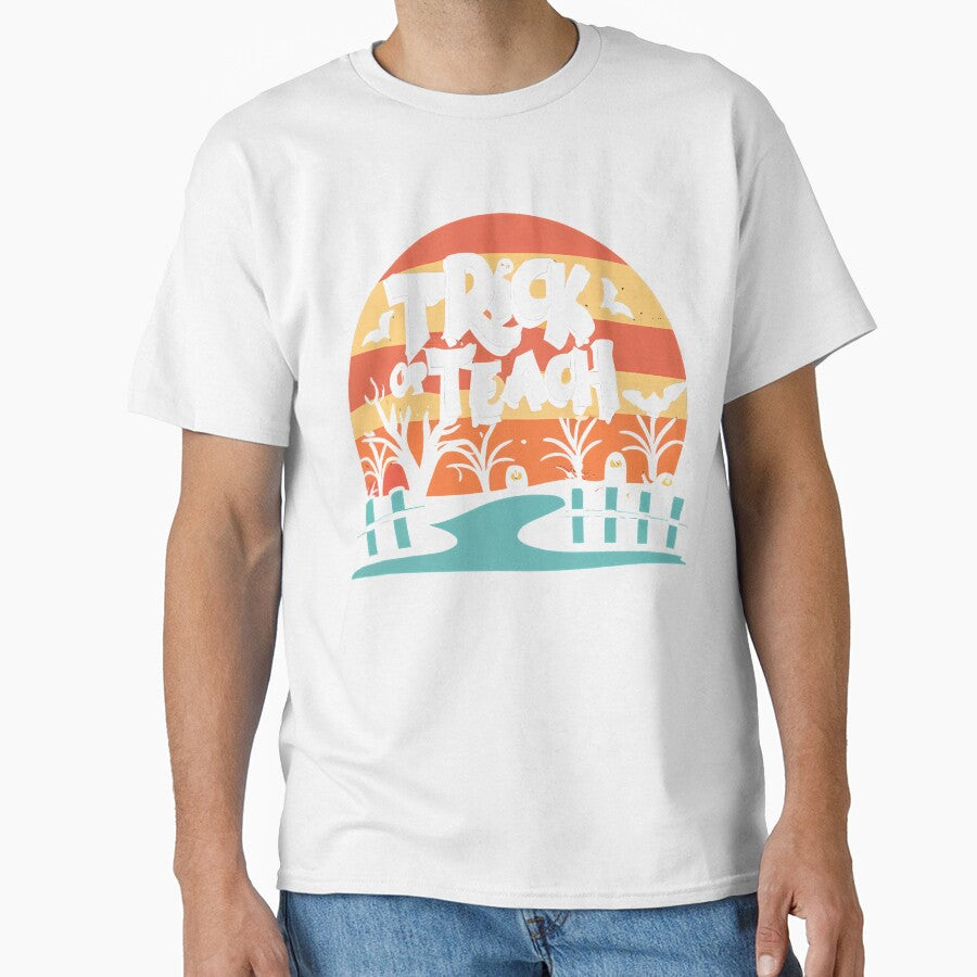 Trick or Teach, Vintage Sunset, Teacher Halloween, School Staff, Lunch Lady, Principal by NearlyNow
