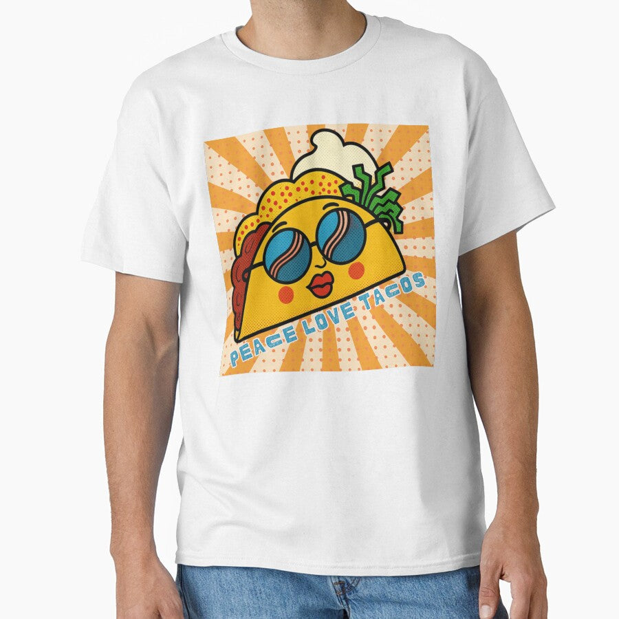 Peace Love Tacos Vintage Pop Art Food Face by MsBrillMakes