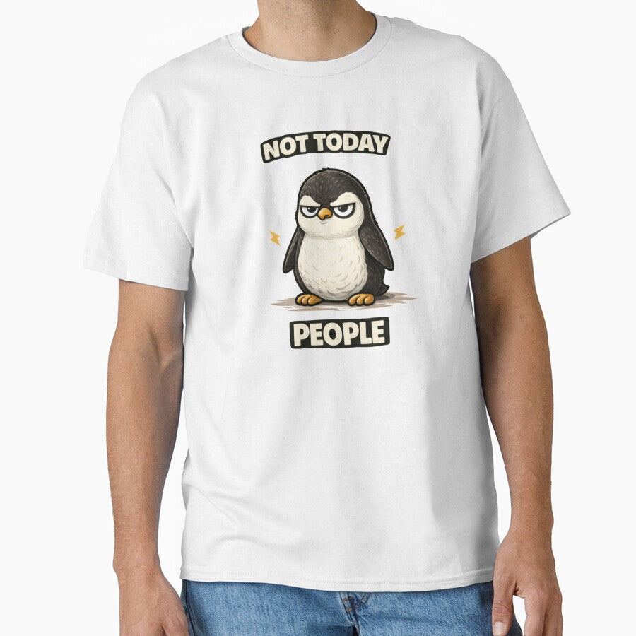 Funny Introvert Penguin T-Shirt – Not Today People Anti Social Tee by Socially Tired Club