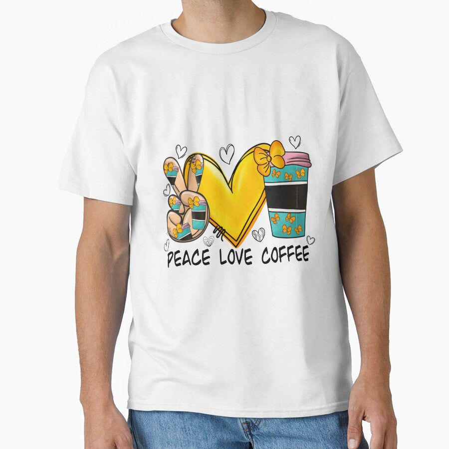 Colorful "Peace Love Coffee" Ornament for Coffee Lovers by Magnuna