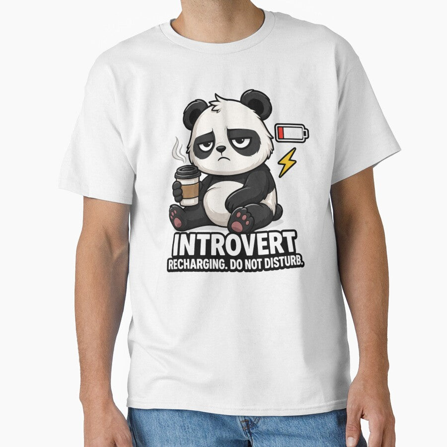 Introvert Panda T-Shirt – Recharging Do Not Disturb Funny Antisocial Tee by Socially Tired Club