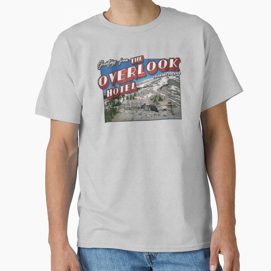 The Shining Inspired 'Greetings from The Overlook Hotel' Vintage / Retro Postcard Weathered Design by Mercy Apparel
