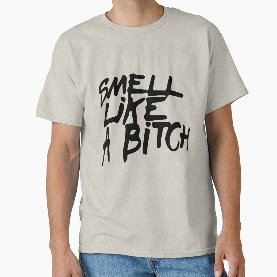 Smell Like A Bitch Grey t shirt ruler, t shirt alignment tool, t shirt mockup, Tops & Tees, t shirt design by ViniTamarYellen